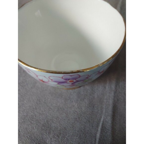 Gladstone Bone China Cup & Saucer Primrose 5863 Pink Purple Floral Gold Trim - Picture 8 of 10